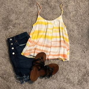 Yellow and Peach Tank with Buttons